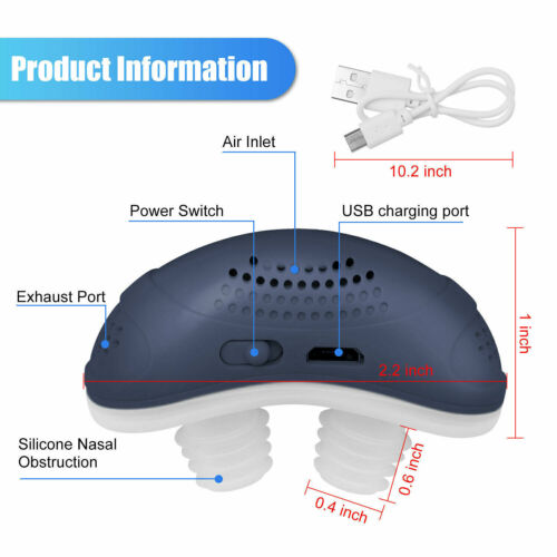 Blue compact nasal airflow device with two visible fan openings