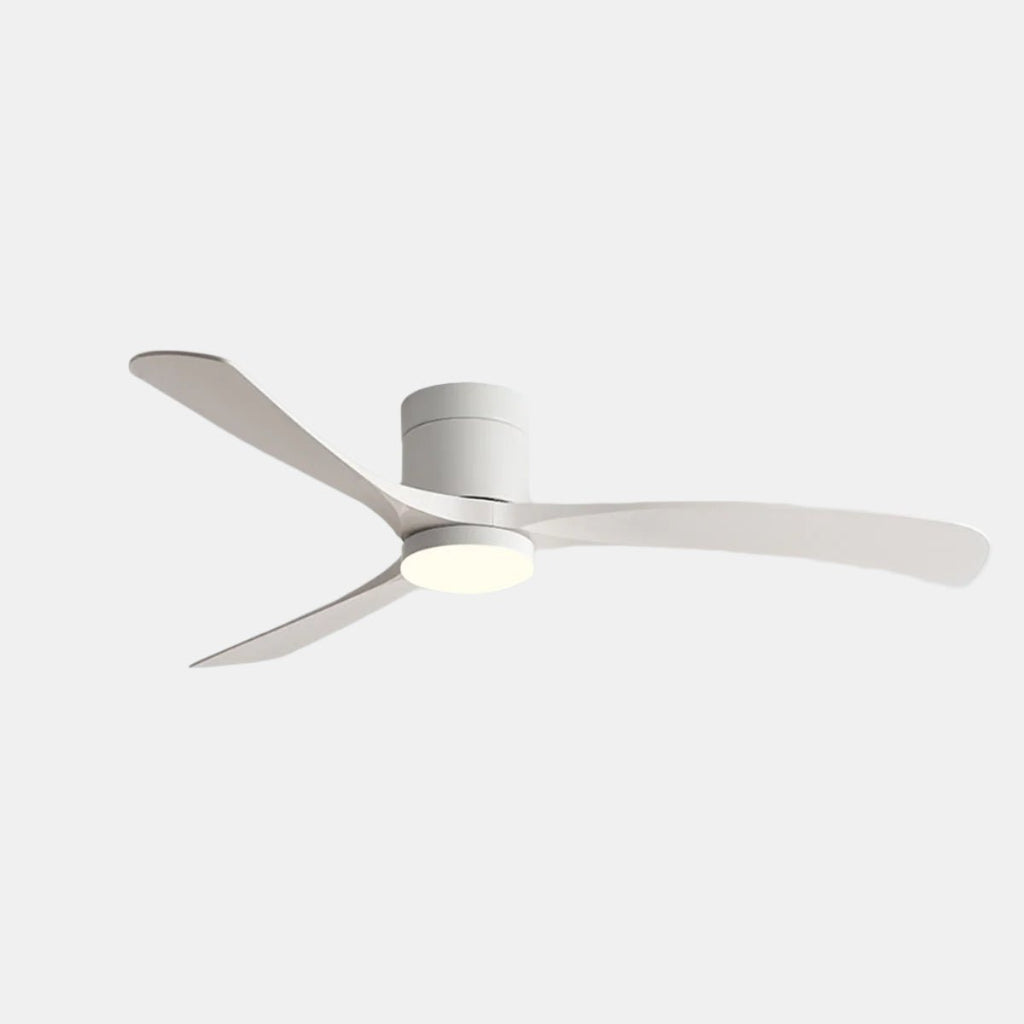 White three blade ceiling fan with integrated circular LED light
