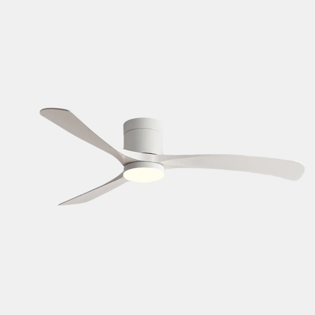 White three blade ceiling fan with integrated circular LED light