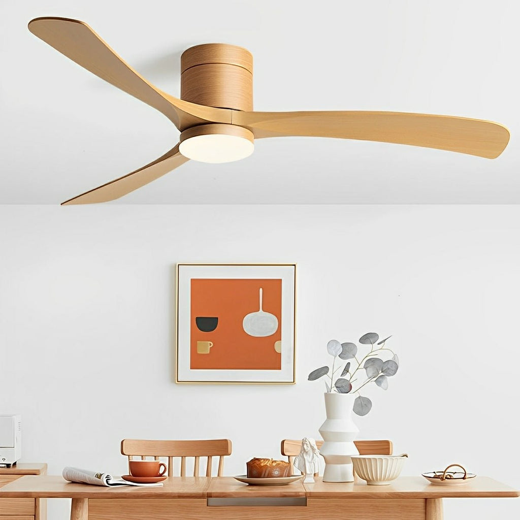 White three blade ceiling fan with integrated circular LED light