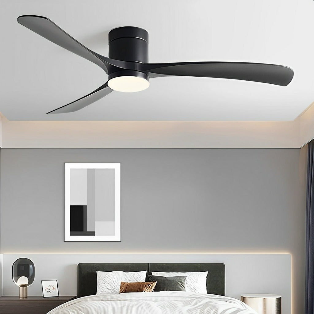 White three blade ceiling fan with integrated circular LED light