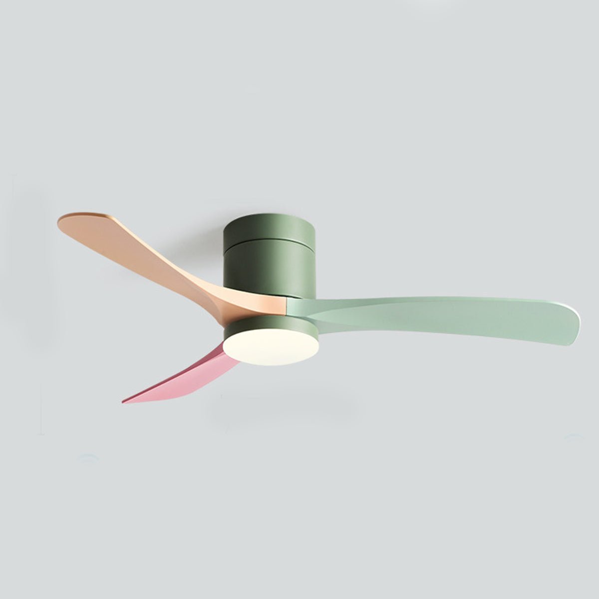 White three blade ceiling fan with integrated circular LED light