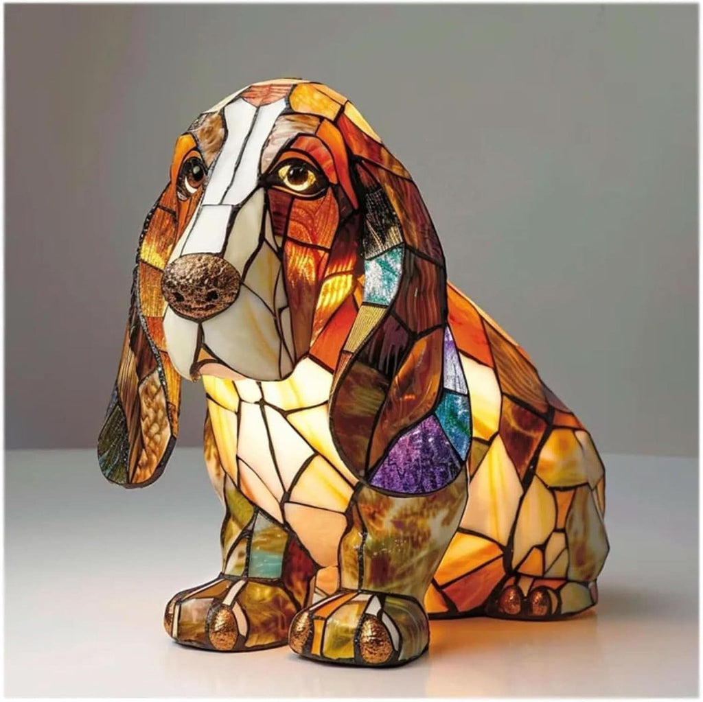 Dog-shaped mosaic style night light with warm illumination