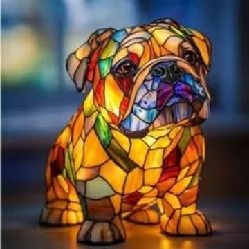 Dog-shaped mosaic style night light with warm illumination