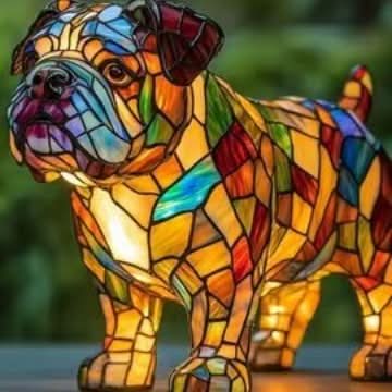 Dog-shaped mosaic style night light with warm illumination