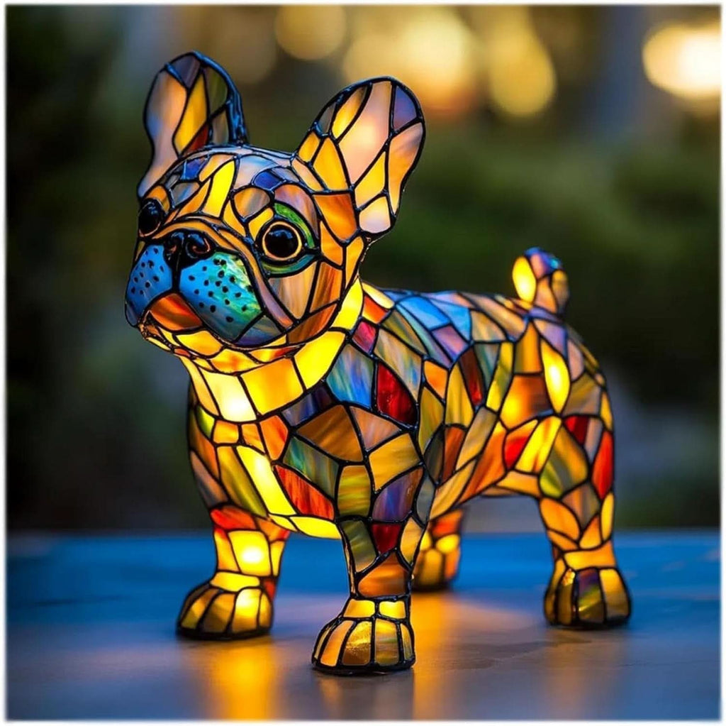 Dog-shaped mosaic style night light with warm illumination