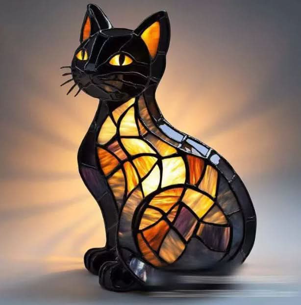Dog-shaped mosaic style night light with warm illumination