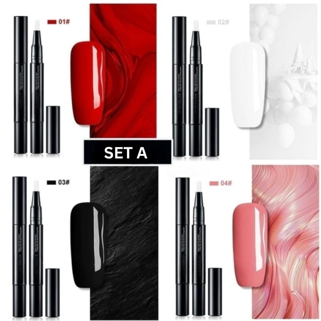 Black nail art gel pen with precision applicator and separate cap