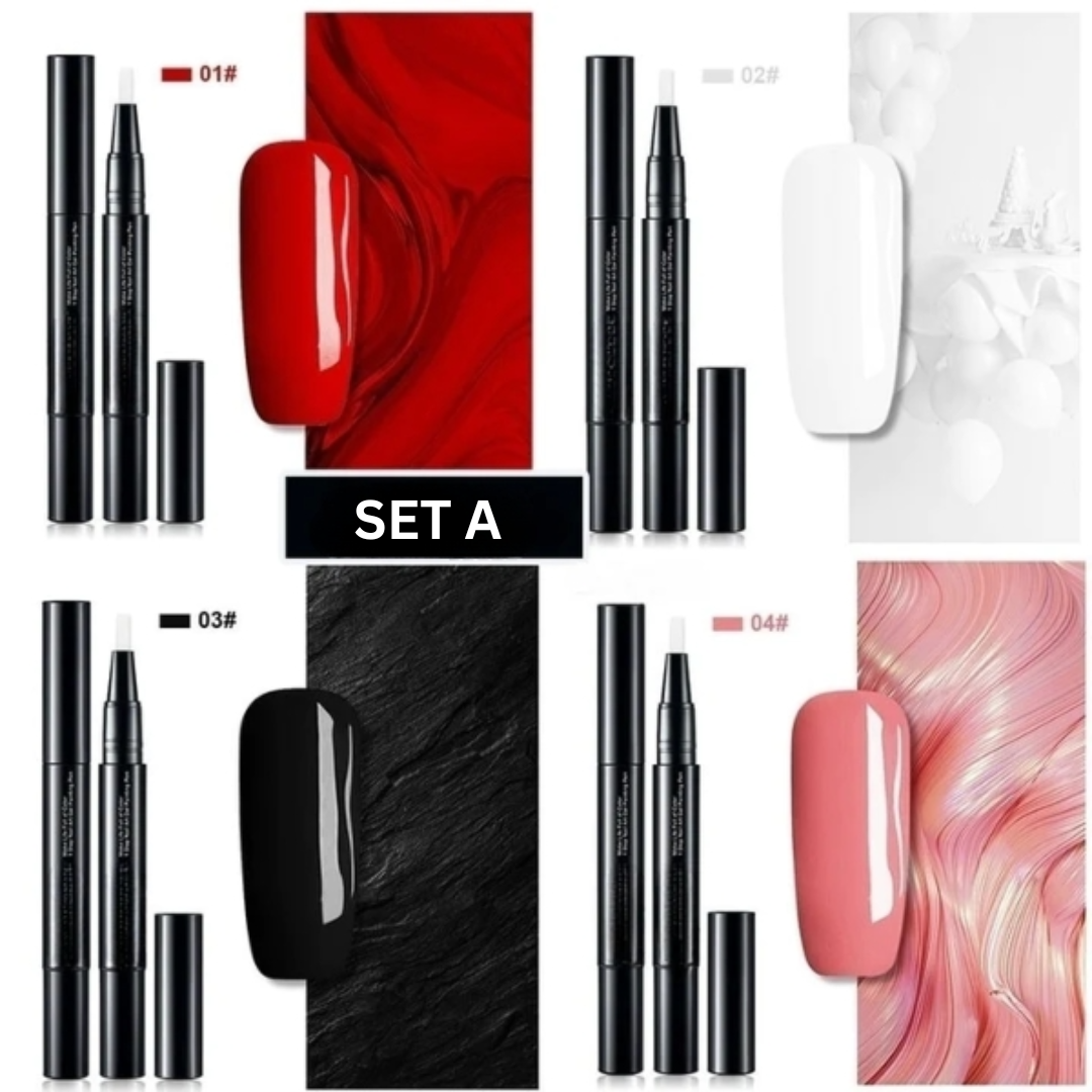 Black nail art gel pen with precision applicator and separate cap