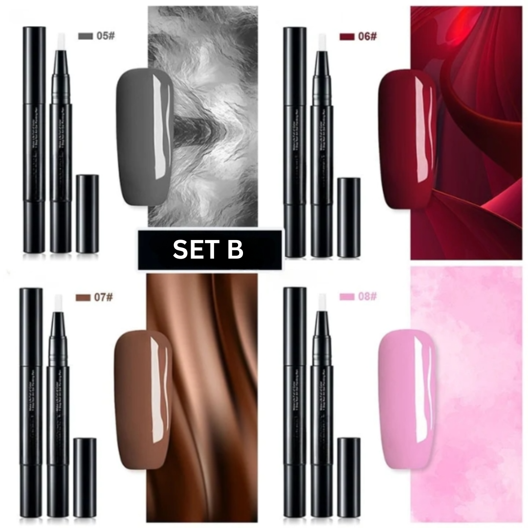 Black nail art gel pen with precision applicator and separate cap