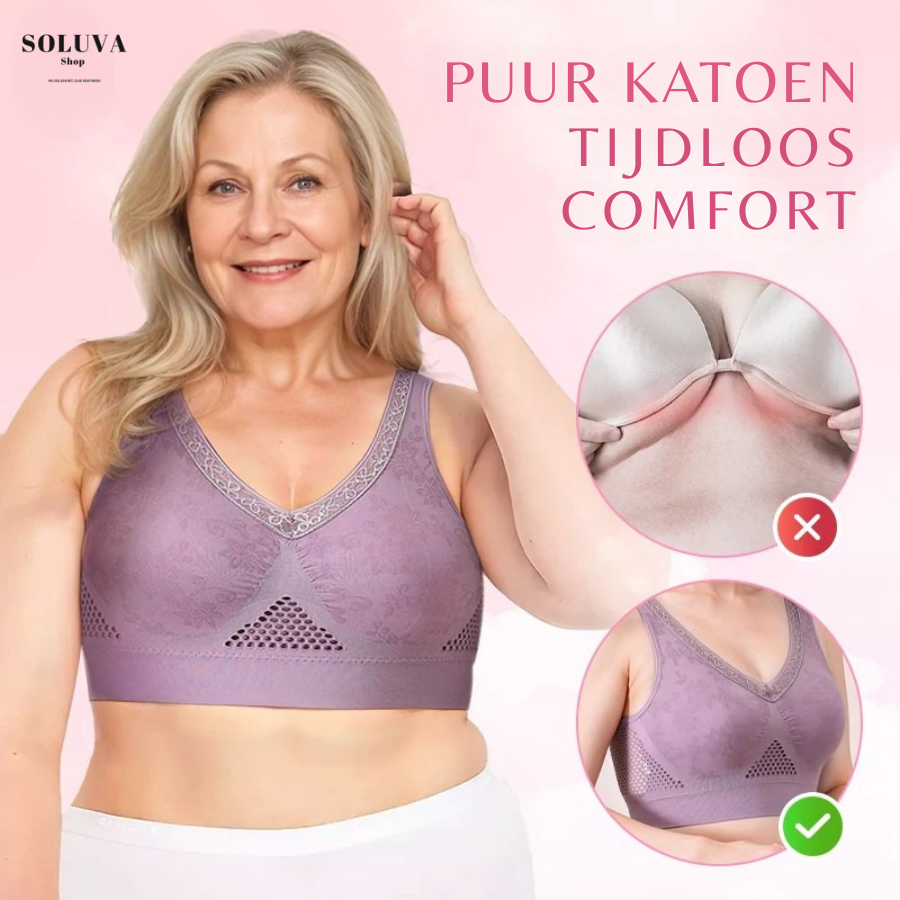 Women's lift bra with floral front, V-neckline and wide shoulder straps