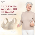 Front-closure bra with floral lace cups and shoulder straps