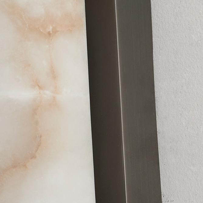 Cylindrical LED marble-patterned wall sconce with metal end caps
