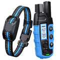 Blue striped dog training collar with remote control