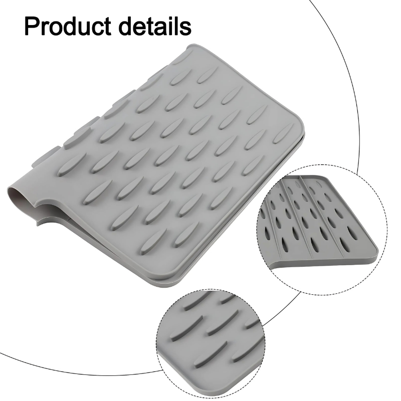 Rectangular silicone drying and heat protection mat with raised surface