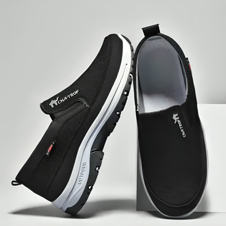 Slip-on walking shoe with wide fit, arch support and textured outsole