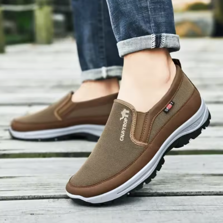 Slip-on walking shoe with wide fit, arch support and textured outsole