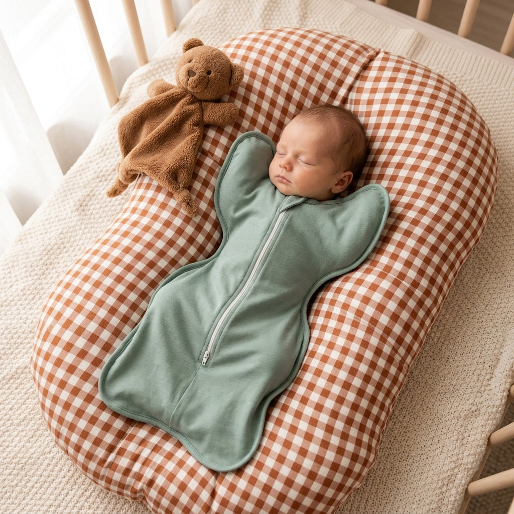 Baby swaddle sleep sack with full-length front zip