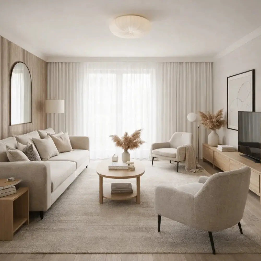 White sculpted flush ceiling light with a pleated rounded shade
