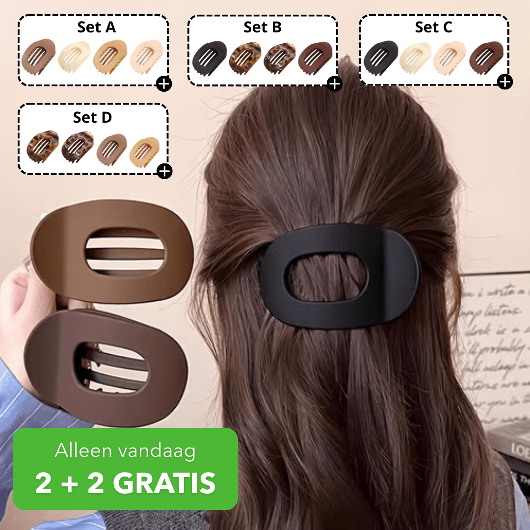 Flat oval hair clips in multiple colour sets