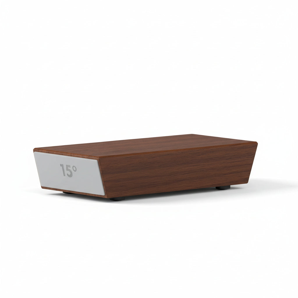 Brown wood-effect rolling knife sharpener with separate 15 degree guide block