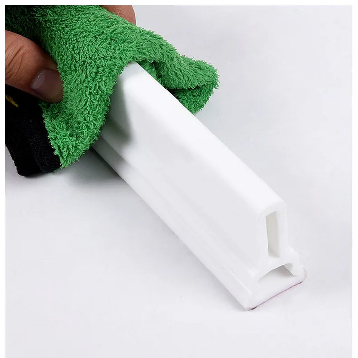 Shaped shower seal strip for bathroom leak prevention
