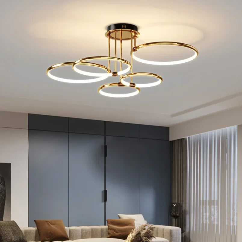 Modern LED ceiling light with four circular geometric rings