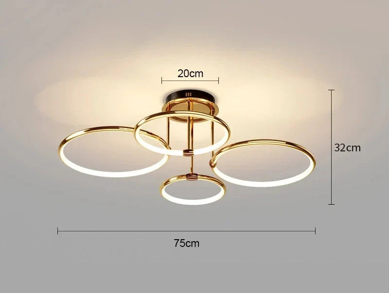 Modern LED ceiling light with four circular geometric rings