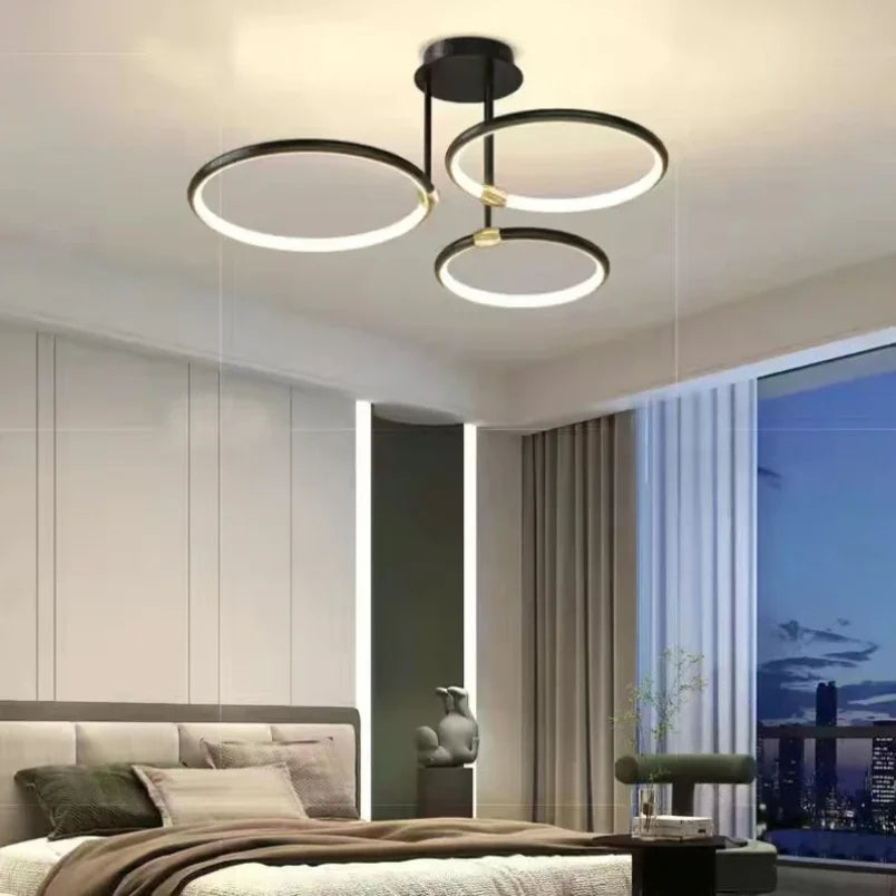 Modern LED ceiling light with four circular geometric rings