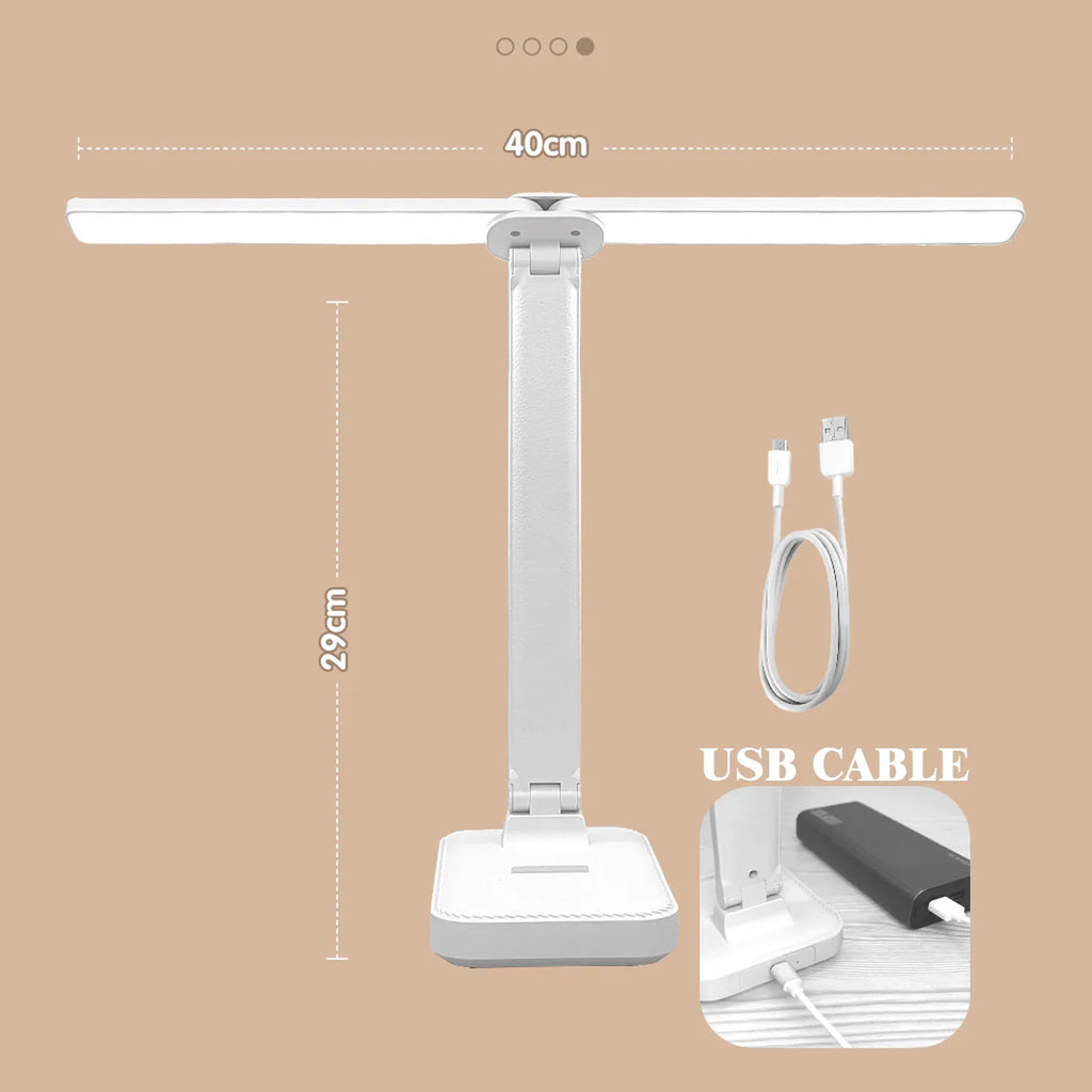 Foldable rechargeable LED desk lamp with touch control and USB cable