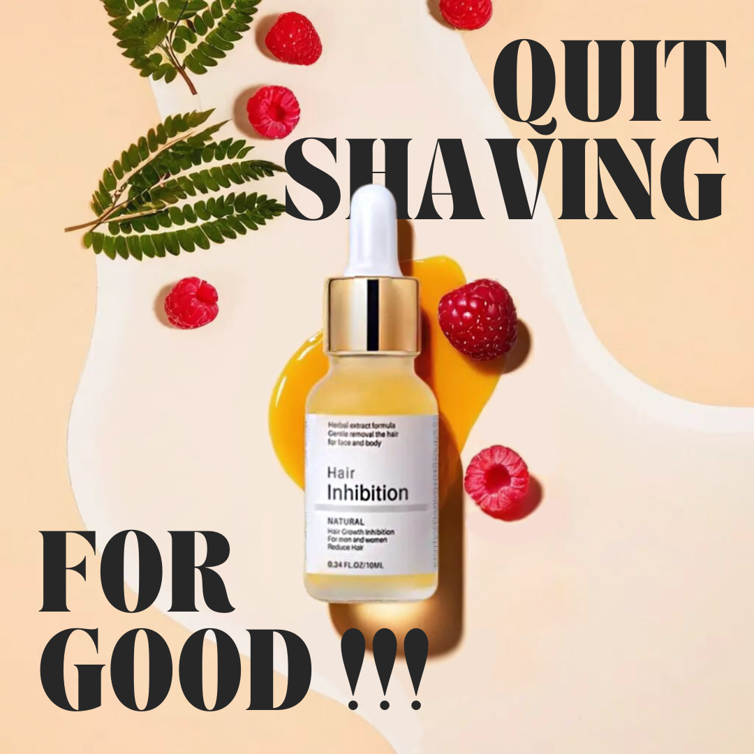 Yellow hair inhibitor serum in a dropper bottle labelled for face and body use