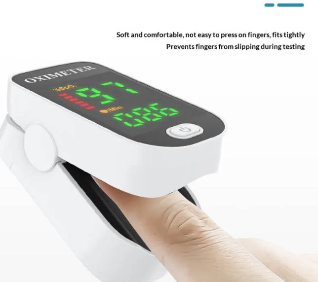 Fingertip pulse oximeter with digital blood oxygen and heart rate display