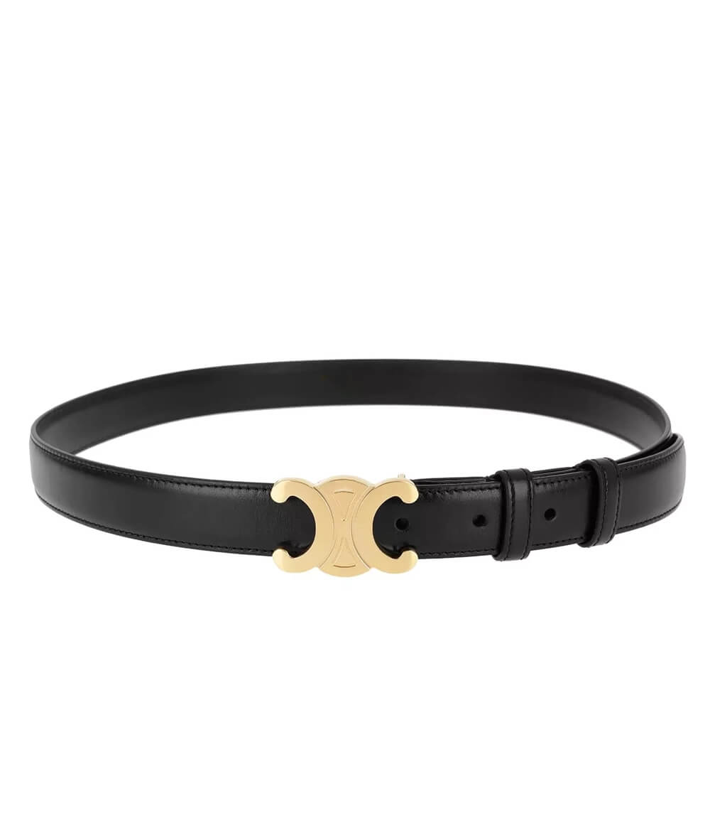 Belt with decorative curved buckle and adjustment holes