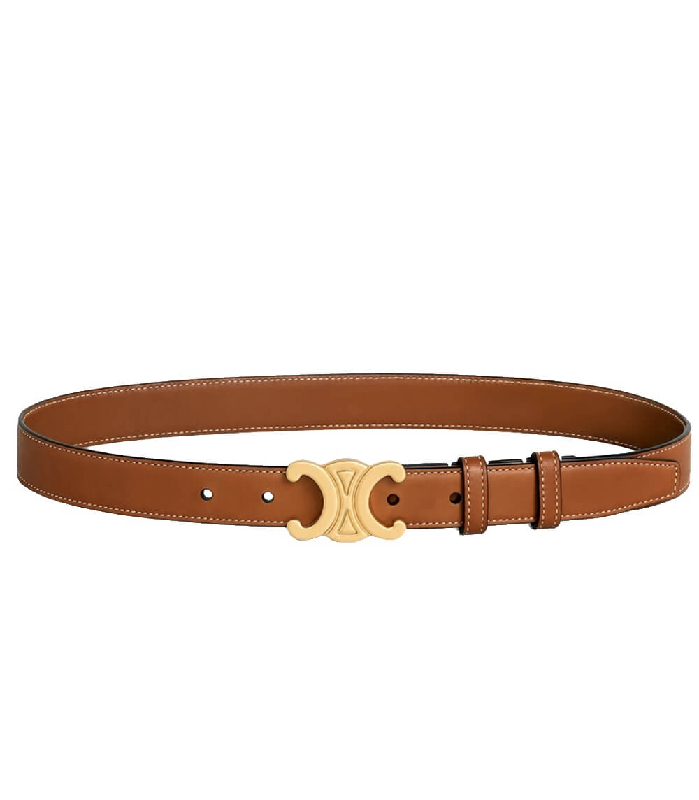 Belt with decorative curved buckle and adjustment holes