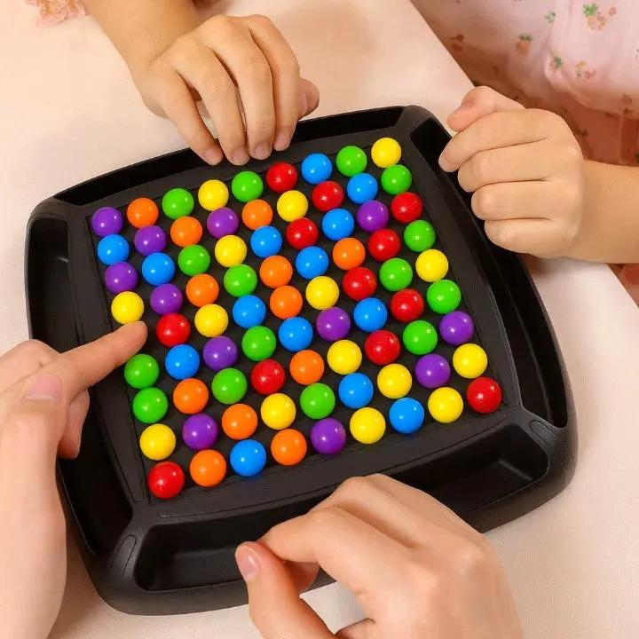 Black strategy board game tray with colourful balls