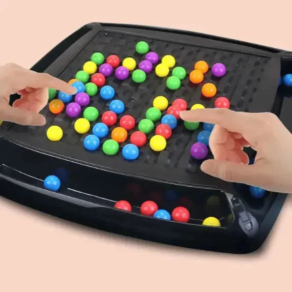 Black strategy board game tray with colourful balls