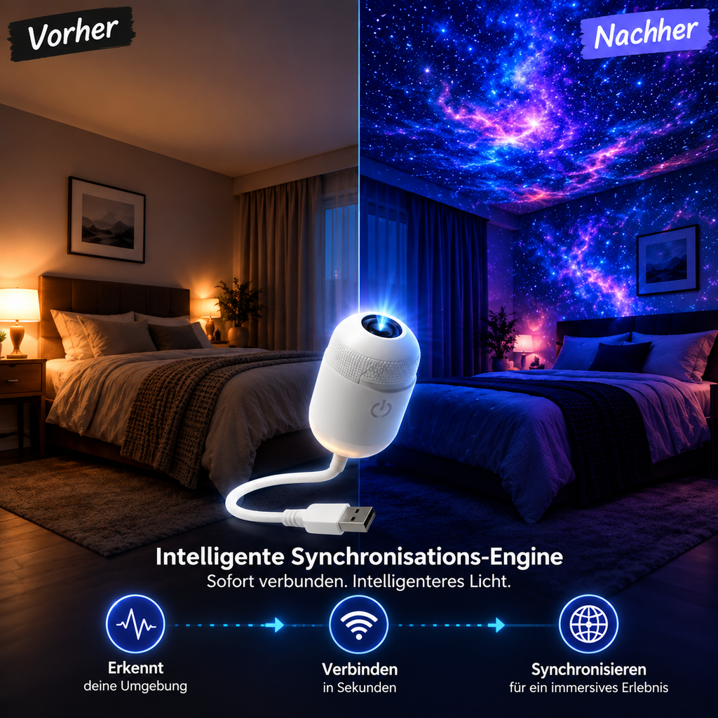 White USB galaxy and ocean projector with three projection discs