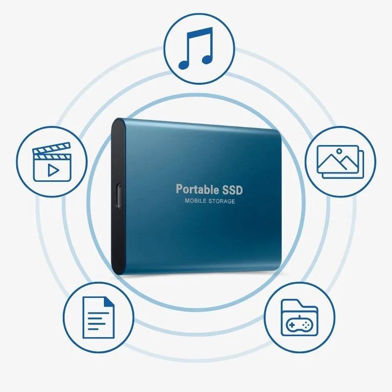 Portable aluminium external SSD with USB-C port