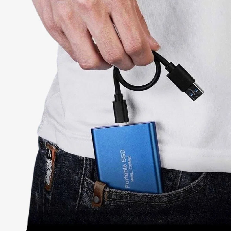 Portable aluminium external SSD with USB-C port