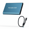 Portable SSD external storage drive with USB cable