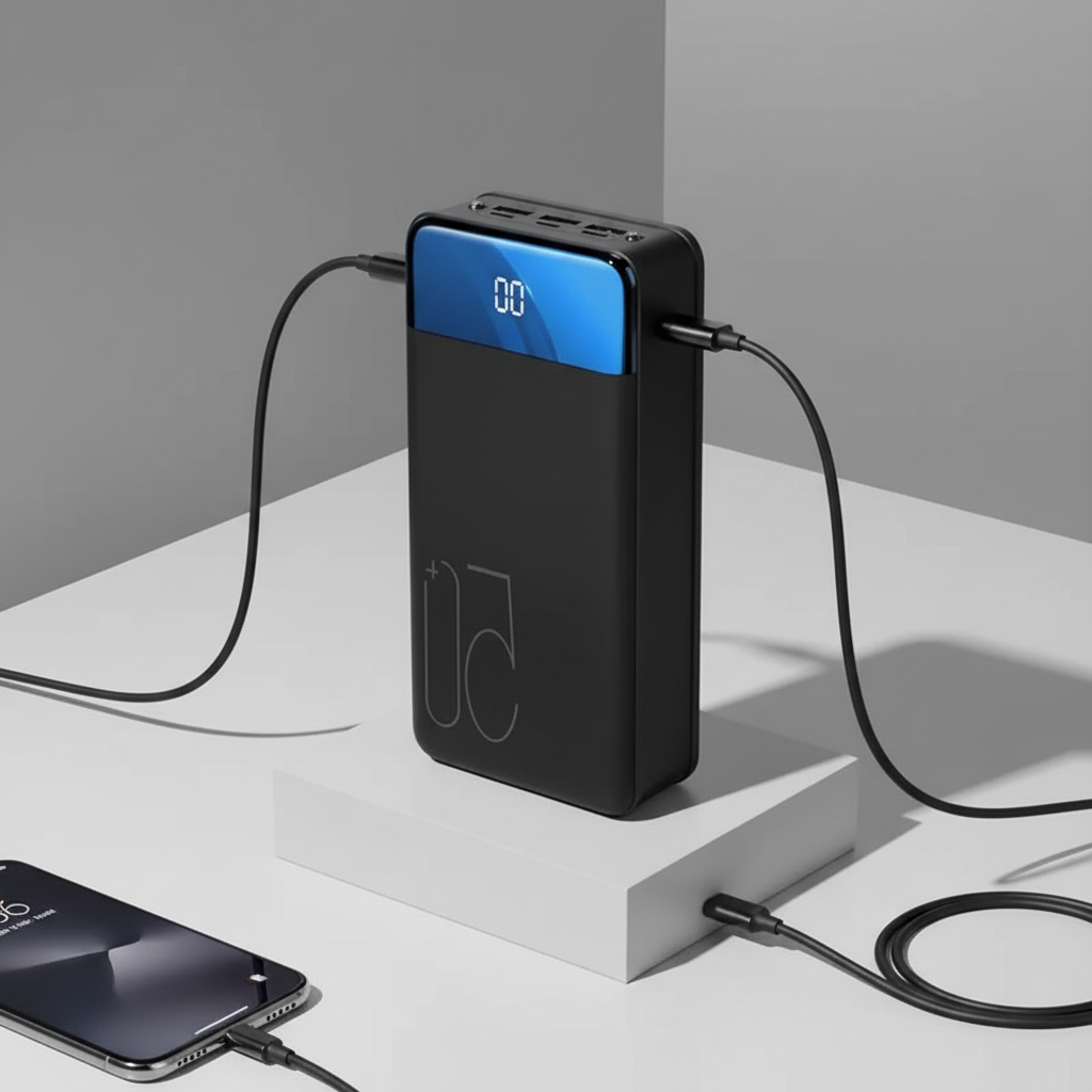 Portable power bank with digital display and multiple charging ports