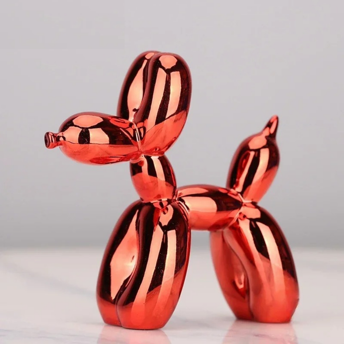 Glossy metallic balloon dog decorative sculpture