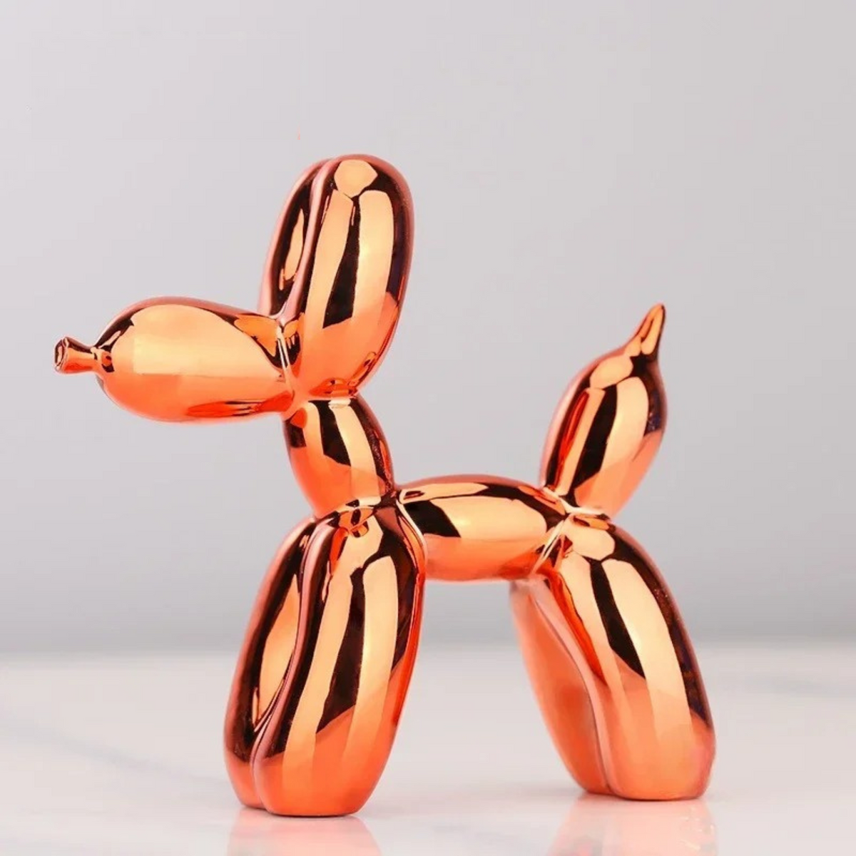 Glossy metallic balloon dog decorative sculpture