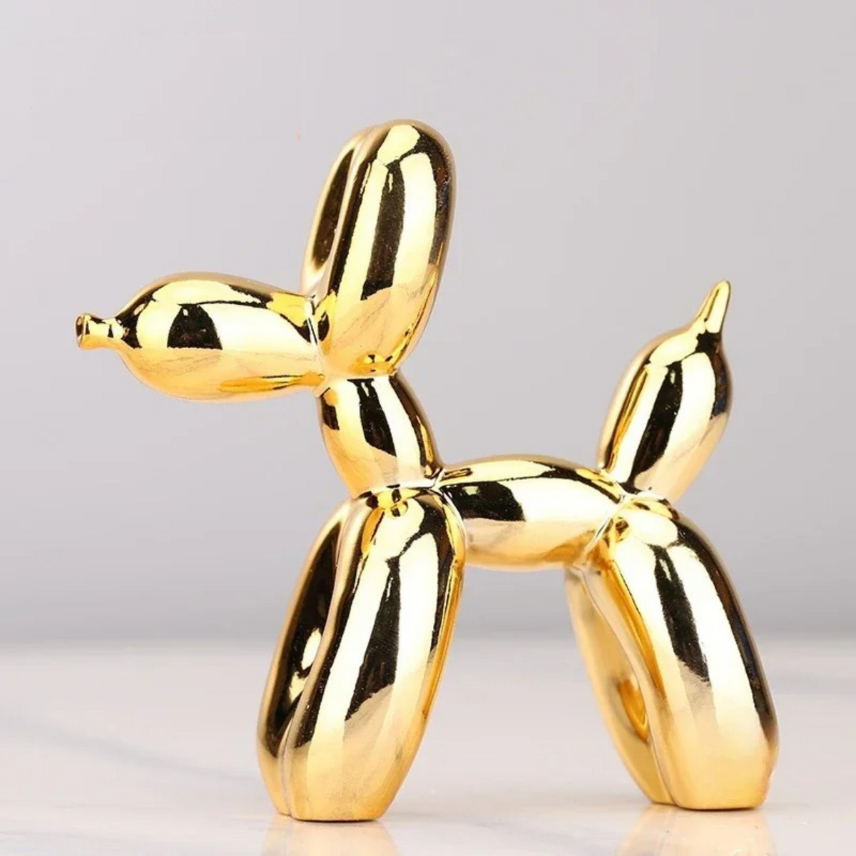 Glossy metallic balloon dog decorative sculpture