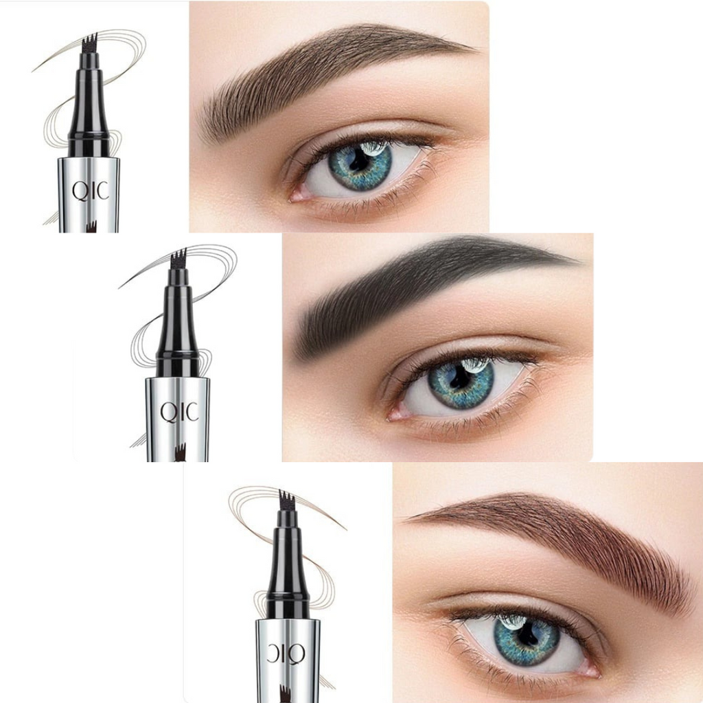Two silver eyebrow microblading pens with three-prong tips