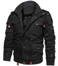 Fleece lined utility parka jacket with multiple pockets and zip front