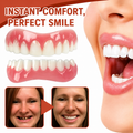 Upper and lower cosmetic dental veneer pieces with white teeth and pink gum-effect bases