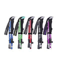 Foldable adjustable trekking poles with ergonomic handles and wrist straps