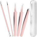 Pink precision eyebrow and eyelash beauty tools with clear storage case