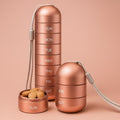 Seven-compartment aluminium pill box with daily labels and carry cord